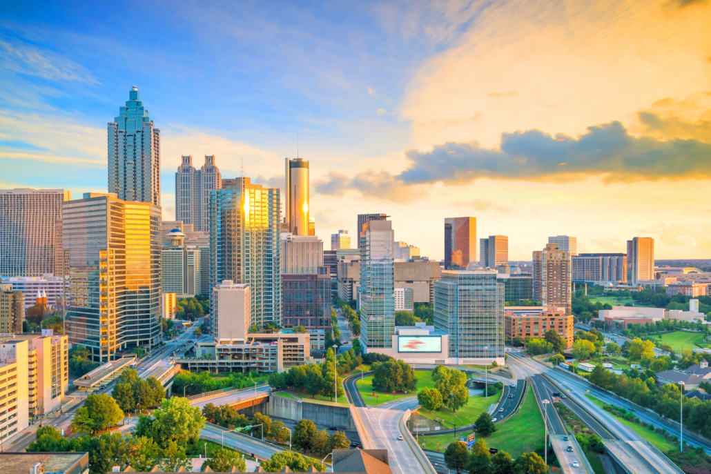 Atlanta city skyline Atlanta Georgia city skyline at dusk