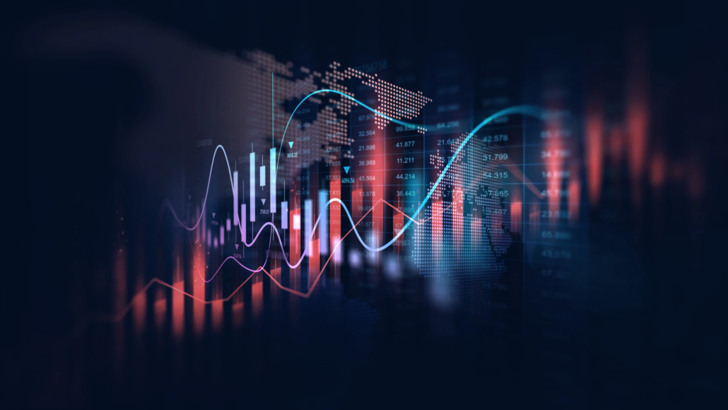 Financial charts and a forecast displayed on a computer screen