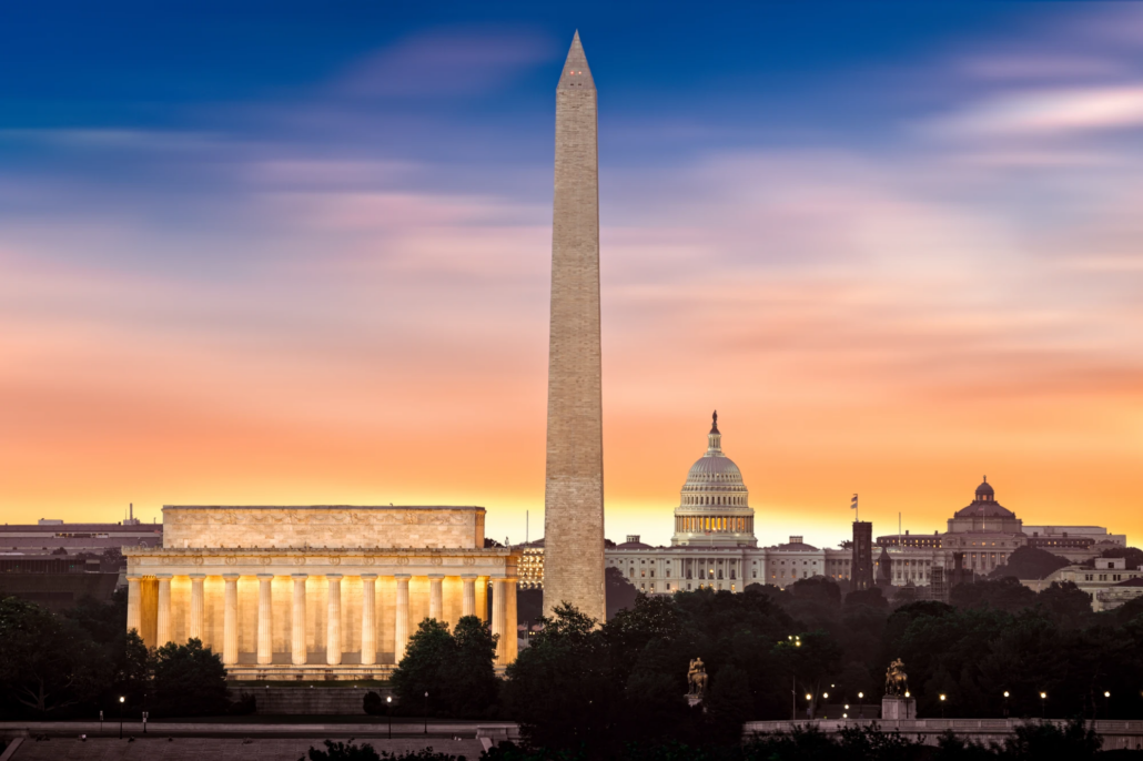 CFO Services in Washington DC The Washington Monument and DC skyline at dusk
