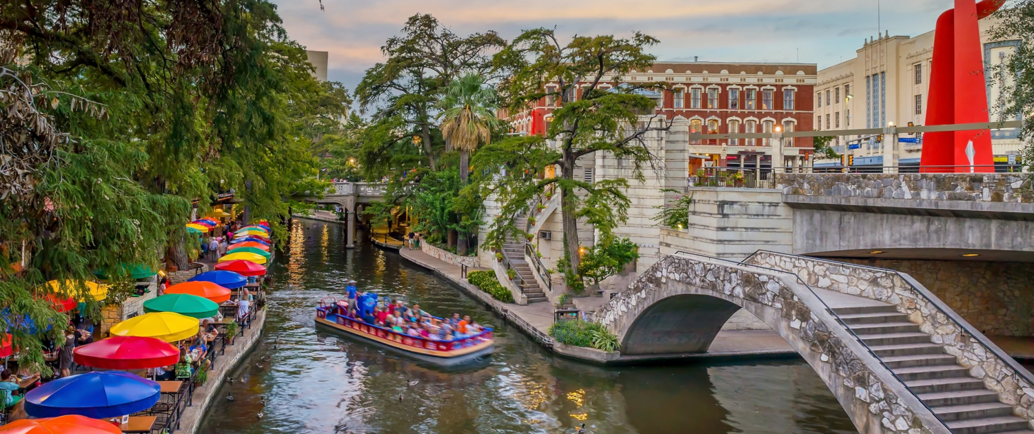 The San Antonio River Walk at dusk
