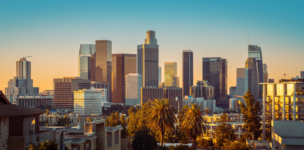 Downtown Los Angeles skyline at dusk